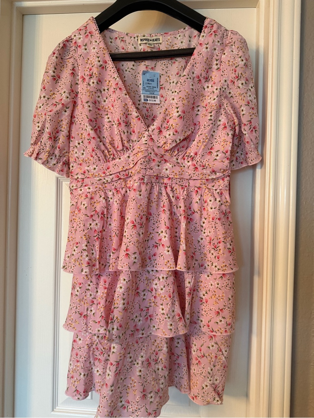 Reserved Pink Floral Tiered Mini Dress